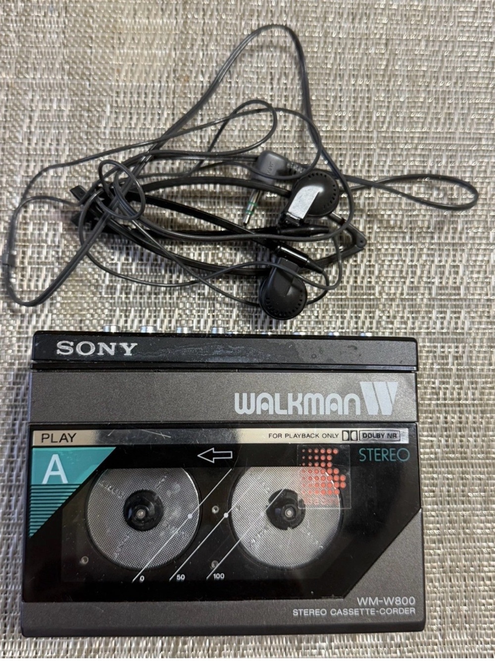 Sony Walkman WM-W800 Black Compact Stereo Cassette Recorder w/ Case - For Parts